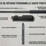 Bâton de défense télescopique