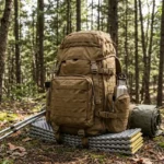 Sac à dos de survie et de randonnée robuste, de style militaire, couleur coyote brown, fabriqué en nylon Cordura épais