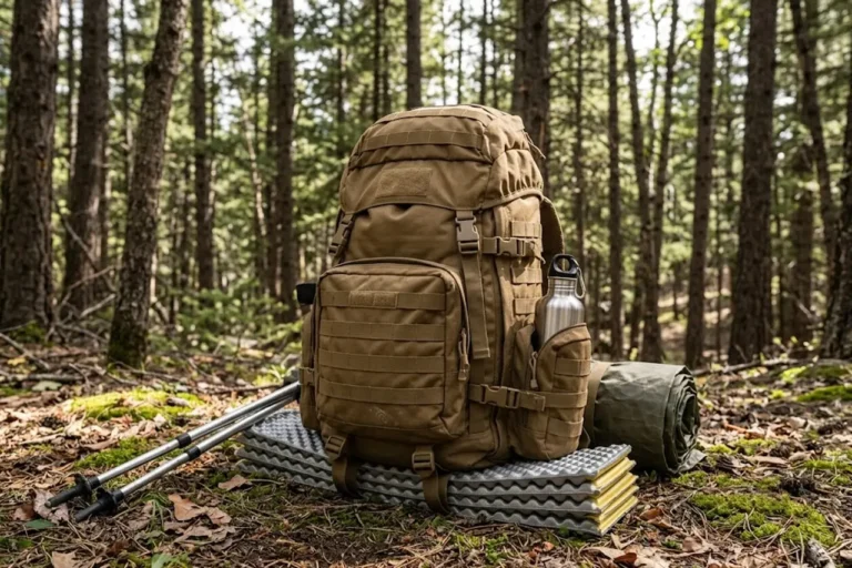 Sac à dos de survie et de randonnée robuste, de style militaire, couleur coyote brown, fabriqué en nylon Cordura épais